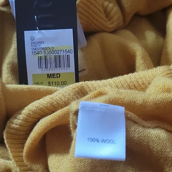 Nwt Quincy men's 100% Wool sweater zip-up M